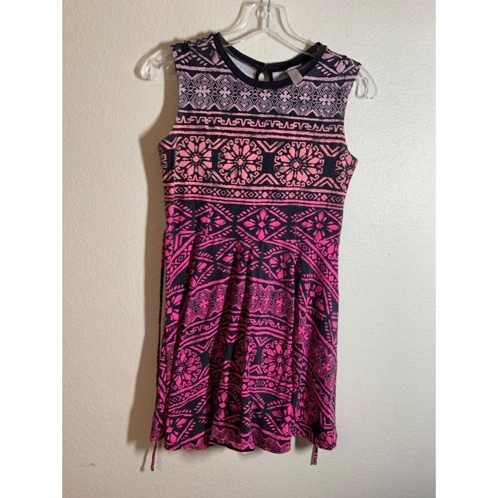 Justice Aztec Tribal Print Dress Girls Size 16 Black, Pink AC10